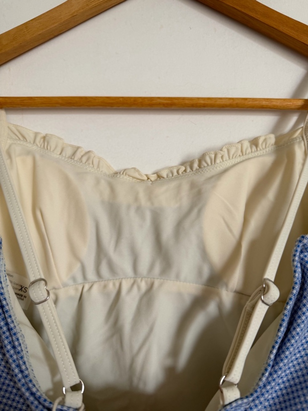 NWT Seamolly Plaid Gingham Blue White Dainty Ruffle Cropped Tankini Top size XS - Picture 4 of 6